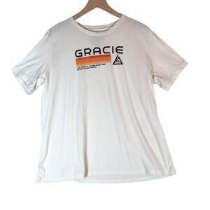 Gracie Jiu-Jitsu Women Empowered Tee Size XL White Retro Stripe Graphic USA Made